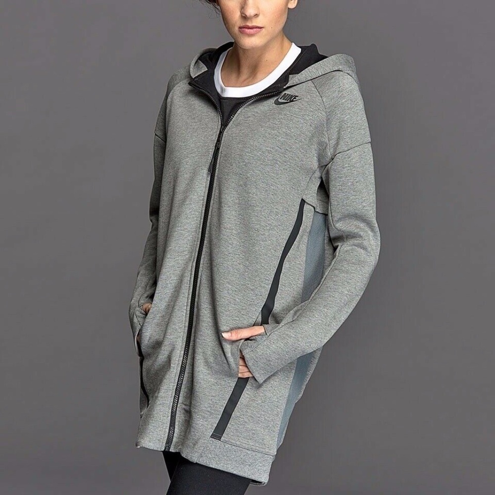 Nike | Wmns Tech Fleece Mesh Cocoon Womens Size S Gray Hooded Full Zip